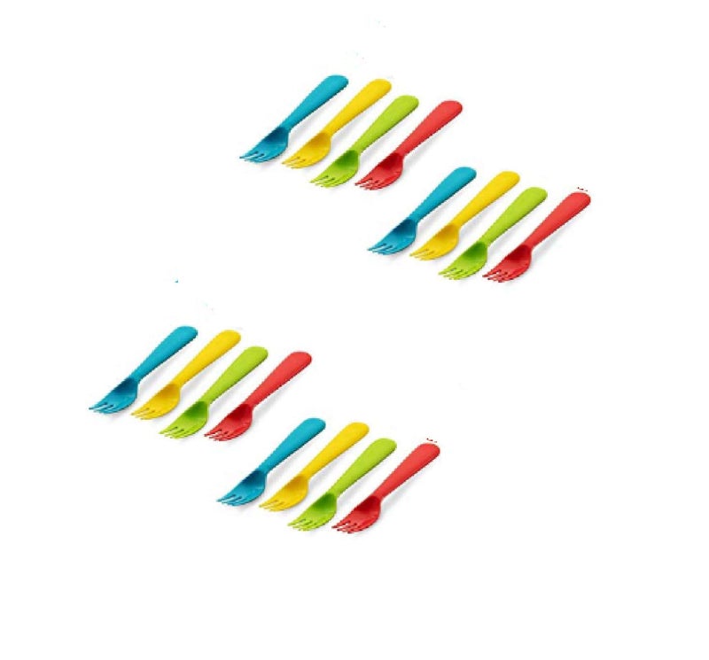 Plaskidy Plastic Toddler Forks - Set of 16 BPA Free/Dishwasher Safe Kids Utensils Brightly Colored Flatware Great for Kids - Image 5